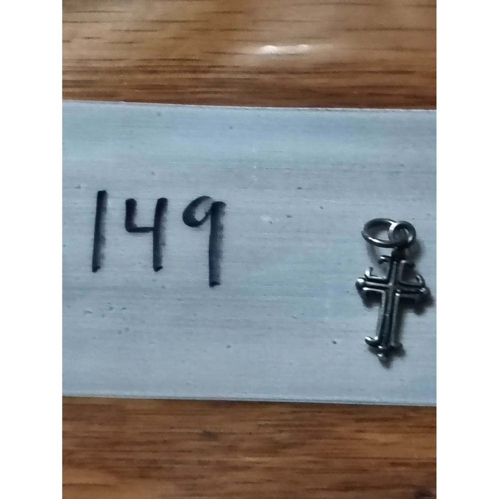 Vintage Silver Metal Cross Charm Pendant Cutout Openwork Trefoil Religious 925